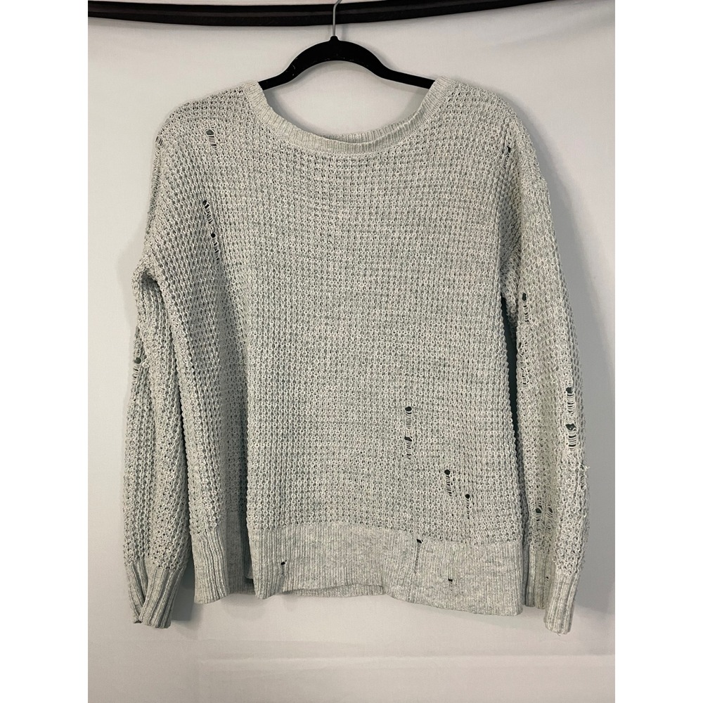American Eagle Outfitters Distressed Waffle Knit Sweater Light‎ Green XS